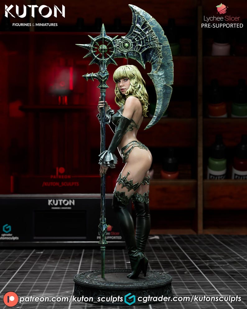 Dark Enchantress with Scythe 3D Model Kit | Fantasy Sorceress